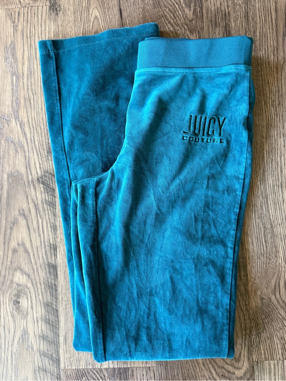 Juicy Couture Y2K Green Blue Teal Women’s Velour Track Pants Size Small